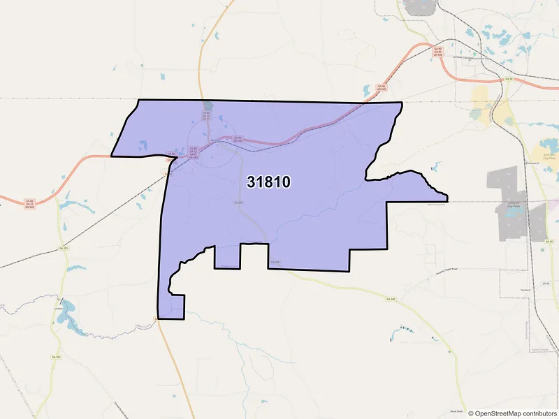 Map of Geneva, Georgia and ZIP codes