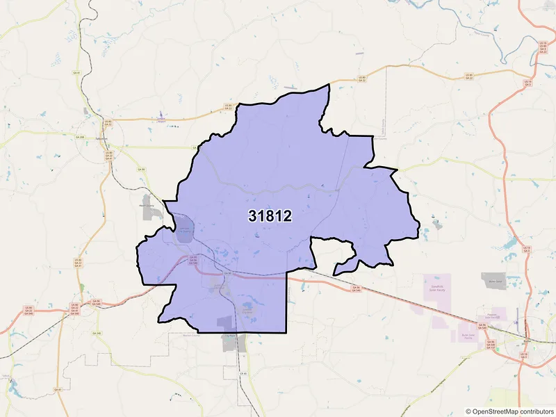 Map of ZIP Code 31812 — Junction City, GA