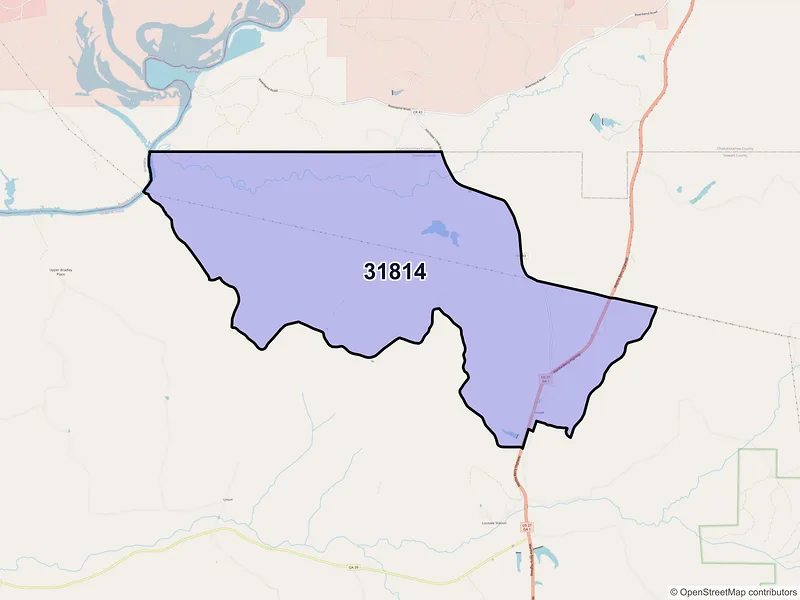 Map of Louvale, Georgia and ZIP codes