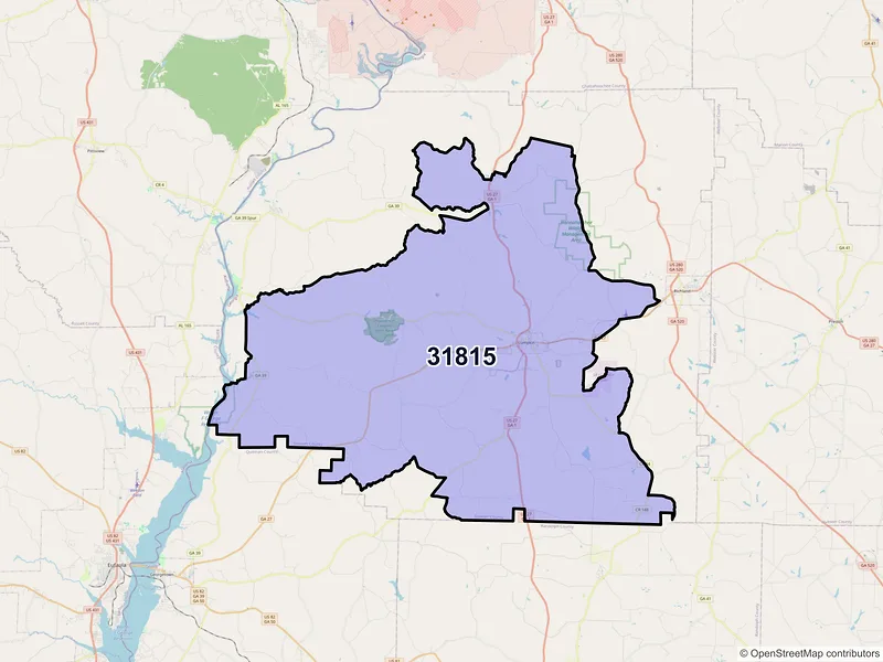 Map of ZIP Code 31815 — Lumpkin, GA