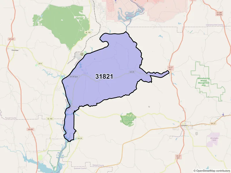 Map of ZIP Code 31821 — Omaha, GA