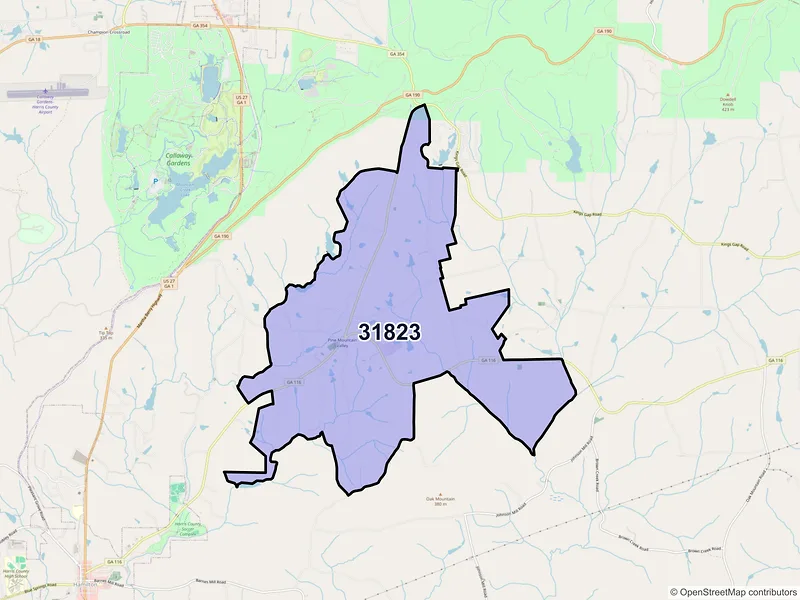 Map of ZIP Code 31823 — Pine Mountain Valley, GA