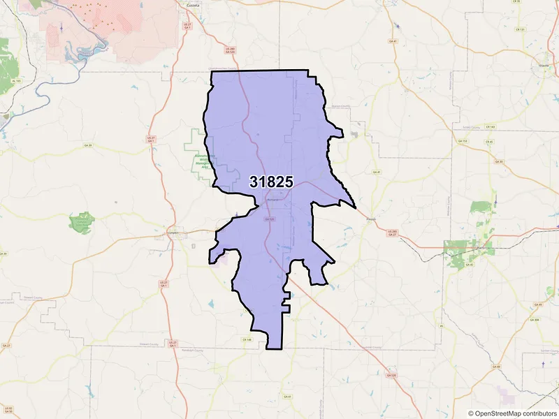 Map of ZIP Code 31825 — Richland, GA