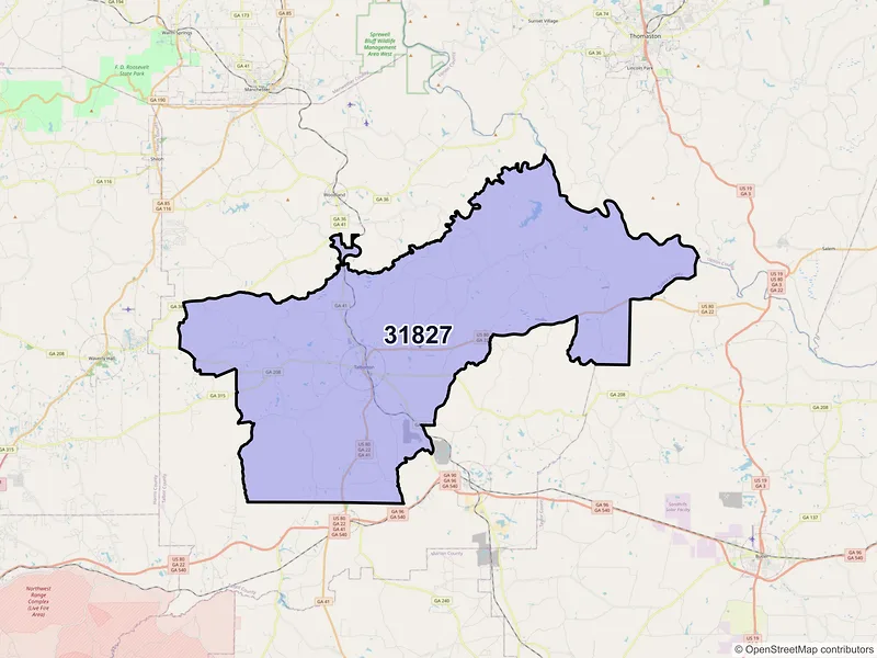 Map of ZIP Code 31827 — Talbotton, GA