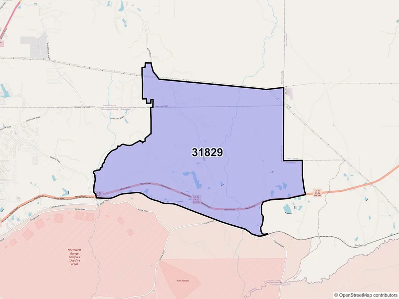 Map of Upatoi, Georgia and ZIP codes