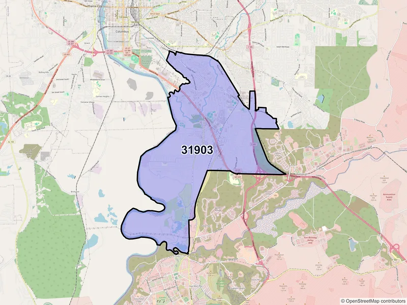 Map of ZIP Code 31903 — Columbus, GA