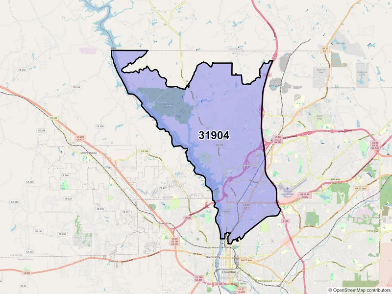 Map of ZIP Code 31904 — Columbus, GA
