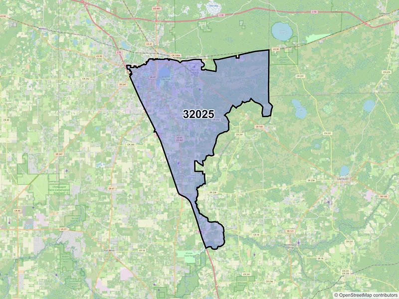 Map of ZIP Code 32025 — Lake City, FL