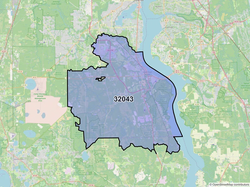 Map of ZIP Code 32043 — Green Cove Springs, FL