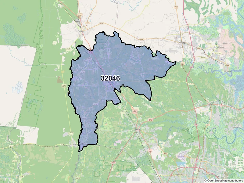 Map of ZIP Code 32046 — Hilliard, FL