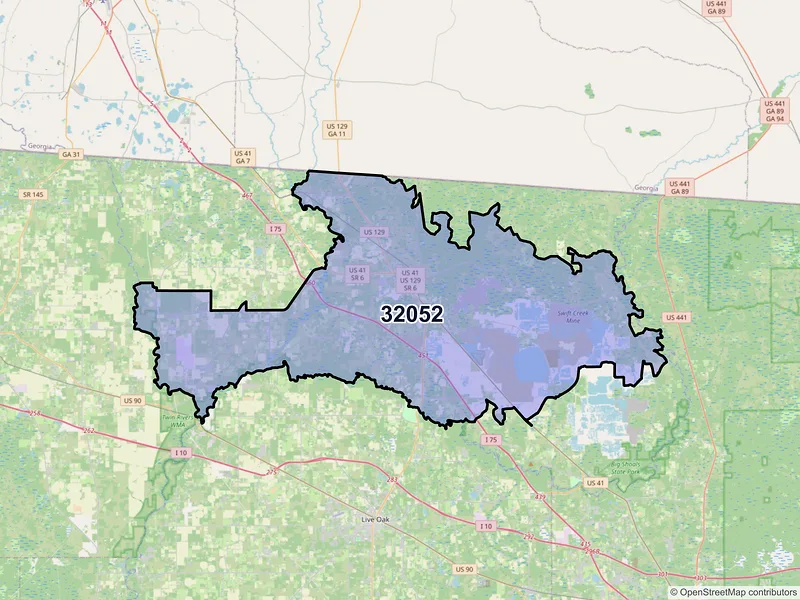 Map of ZIP Code 32052 — Jasper, FL