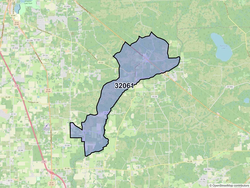 Map of ZIP Code 32061 — Lulu, FL