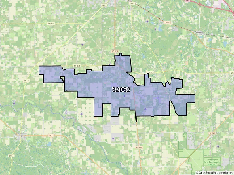 Map of ZIP Code 32062 — Mc Alpin, FL