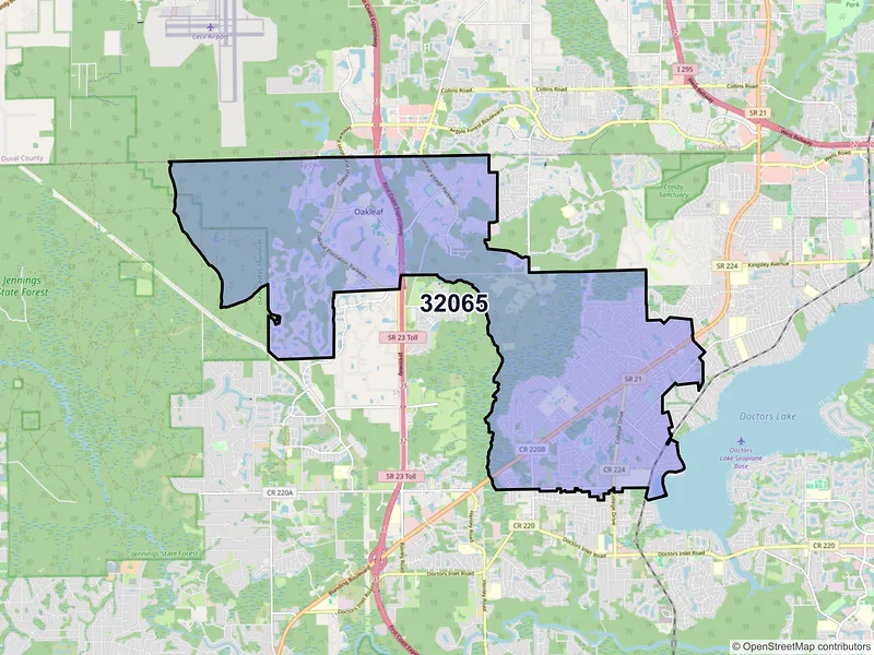Map of ZIP Code 32065 — Orange Park, FL