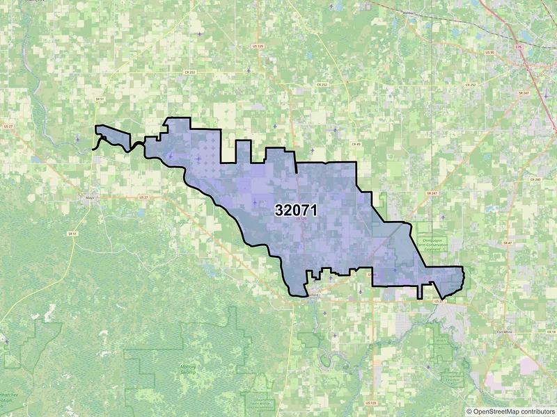 Map of ZIP Code 32071 — O Brien, FL