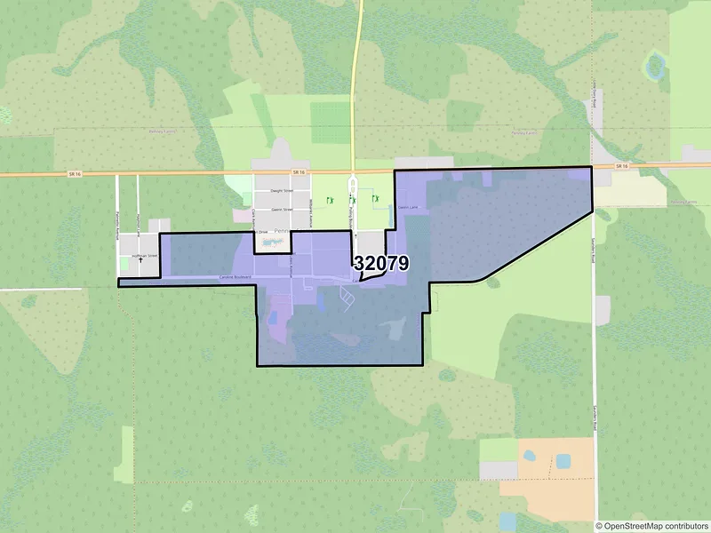 Map of Penney Farms, Florida and ZIP codes