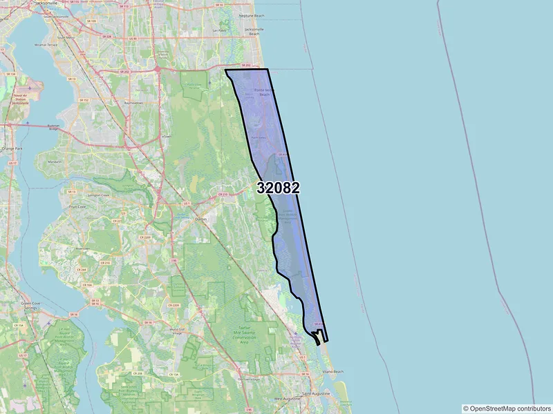 Map of ZIP Code 32082 — Ponte Vedra Beach, FL