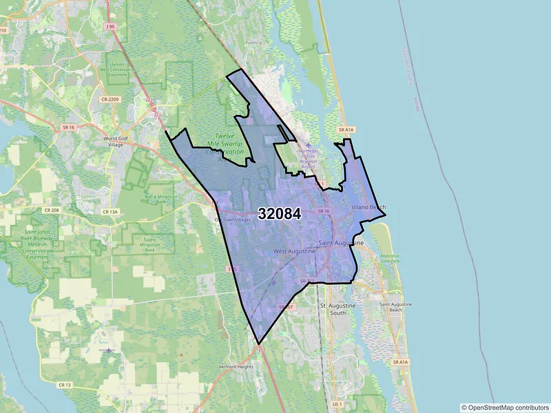 Map of ZIP Code 32084 — Saint Augustine, FL