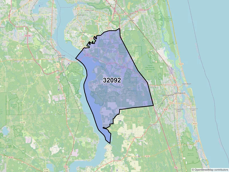 Map of ZIP Code 32092 — Saint Augustine, FL