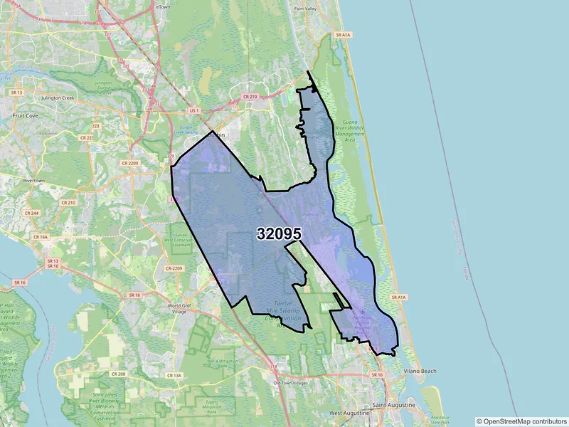 Map of ZIP Code 32095 — Saint Augustine, FL