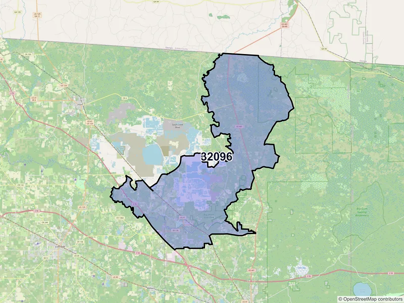 Map of ZIP Code 32096 — White Springs, FL