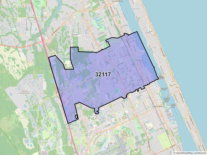 Map of ZIP Code 32117 — Daytona Beach, FL