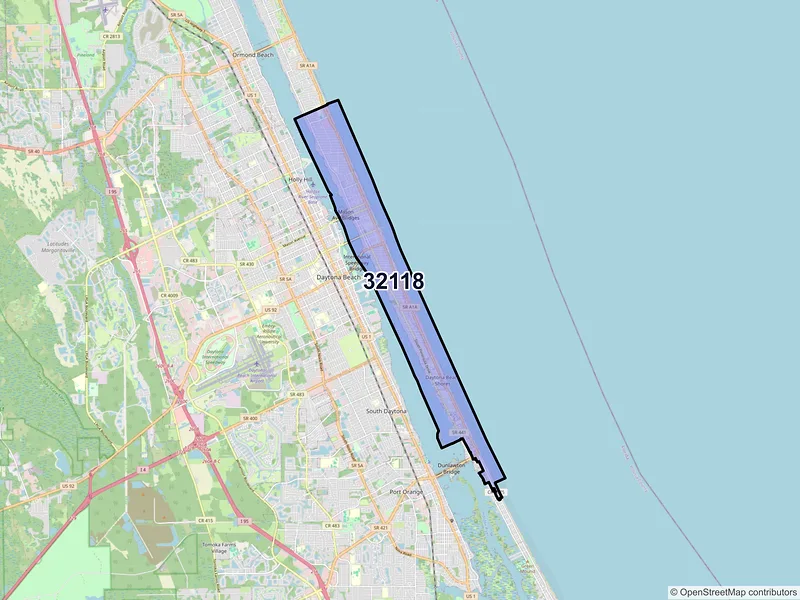 Map of ZIP Code 32118 — Daytona Beach, FL