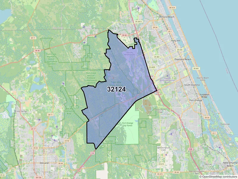 Map of ZIP Code 32124 — Daytona Beach, FL