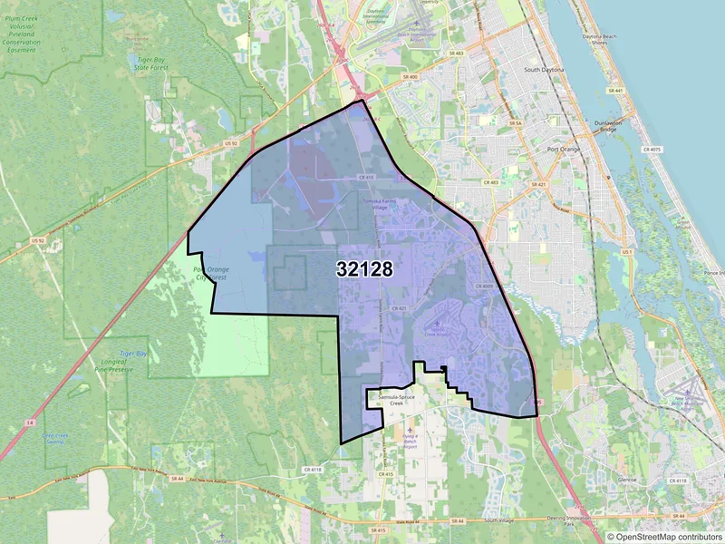 Map of ZIP Code 32128 — Port Orange, FL