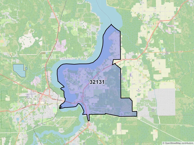 Map of ZIP Code 32131 — East Palatka, FL