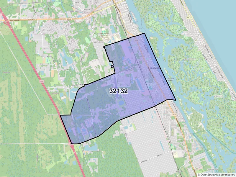 Map of ZIP Code 32132 — Edgewater, FL