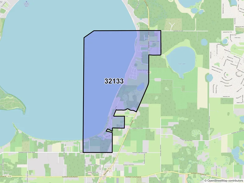 Map of Eastlake Weir, Florida and ZIP codes