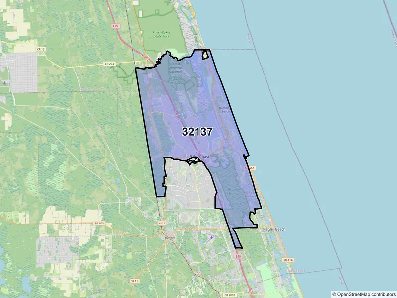 Map of ZIP Code 32137 — Palm Coast, FL