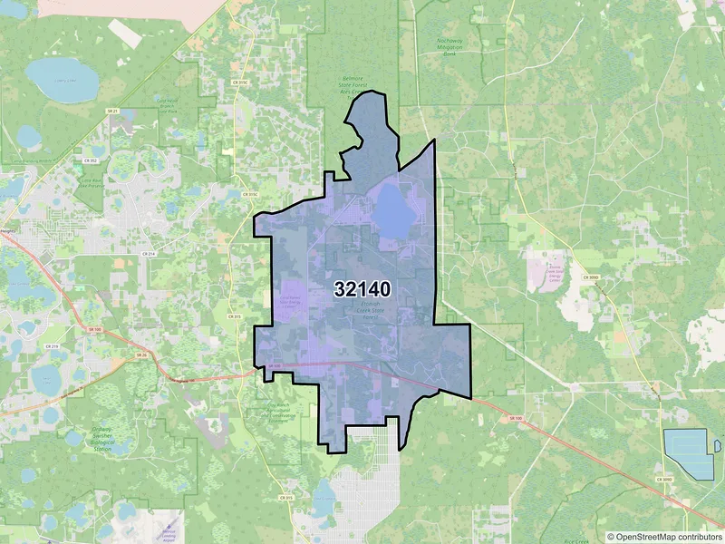 Map of ZIP Code 32140 — Florahome, FL