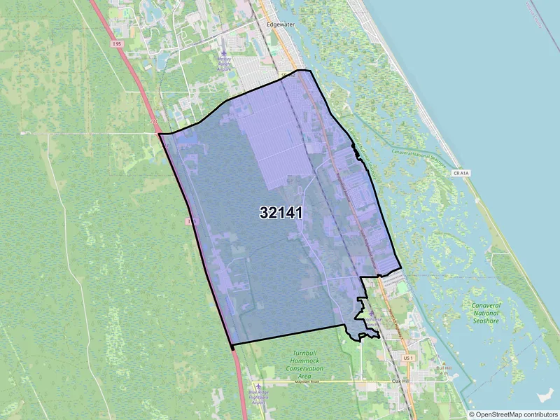 Map of ZIP Code 32141 — Edgewater, FL