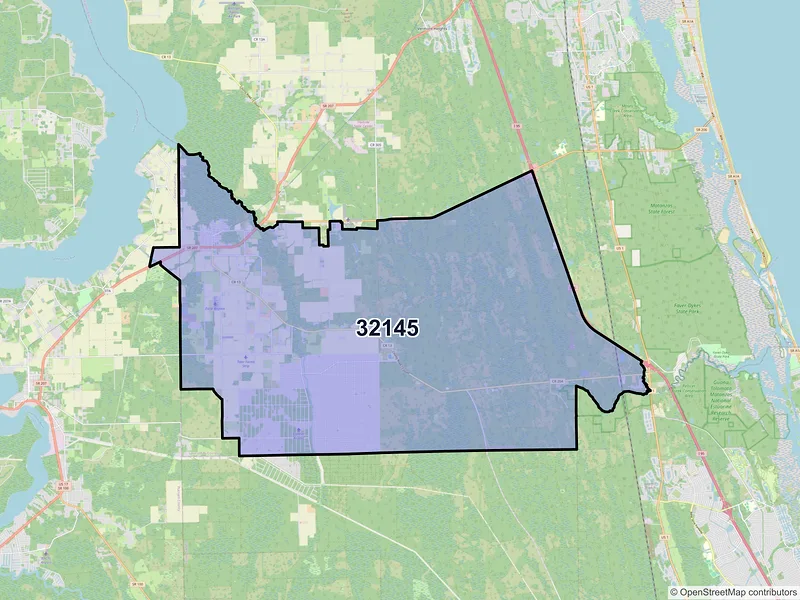 Map of ZIP Code 32145 — Hastings, FL