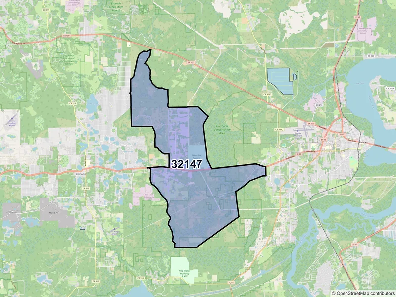 Map of Hollister, Florida and ZIP codes