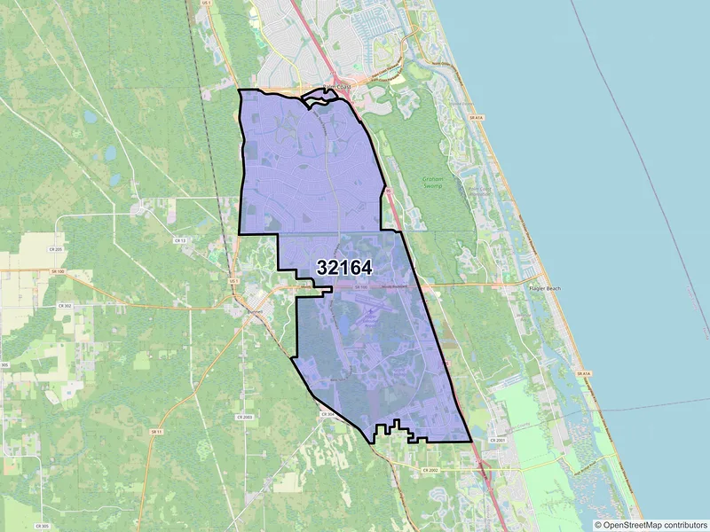 Map of ZIP Code 32164 — Palm Coast, FL