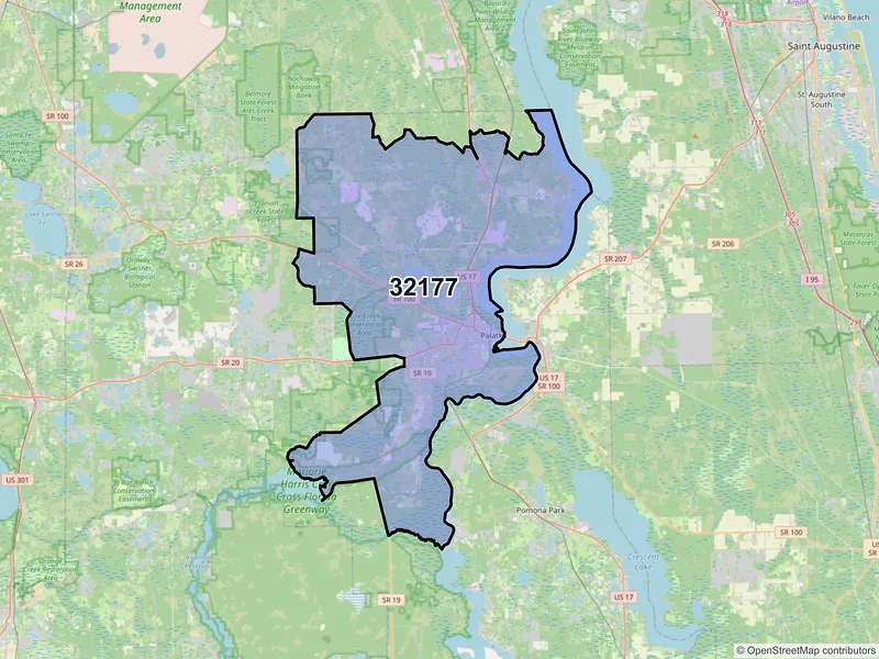 Map of ZIP Code 32177 — Palatka, FL