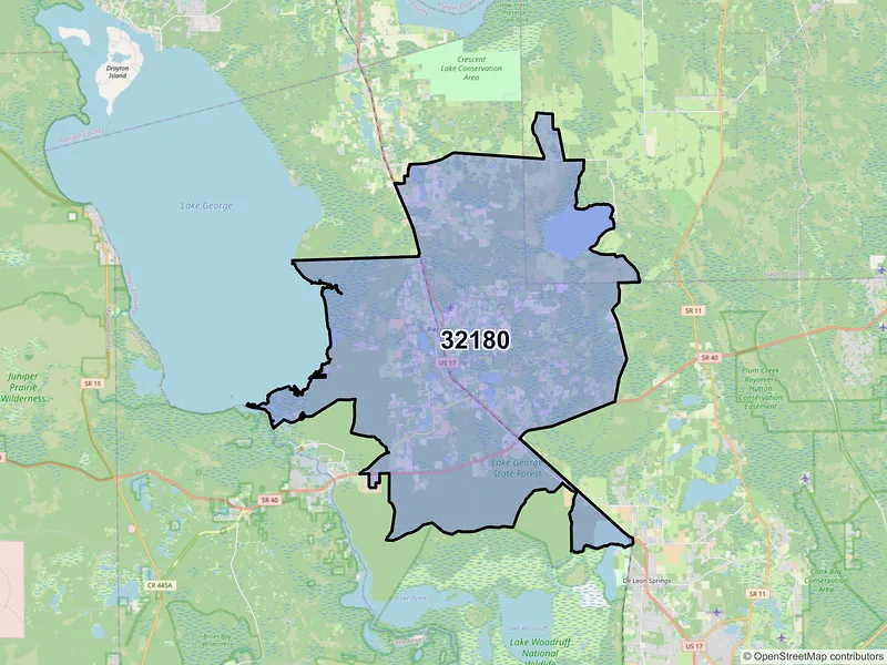 Map of ZIP Code 32180 — Pierson, FL