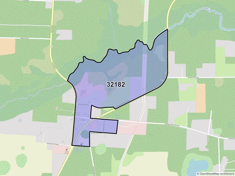 Map of Orange Springs, Florida and ZIP codes