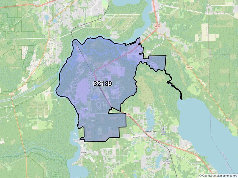 Map of ZIP Code 32189 — Satsuma, FL