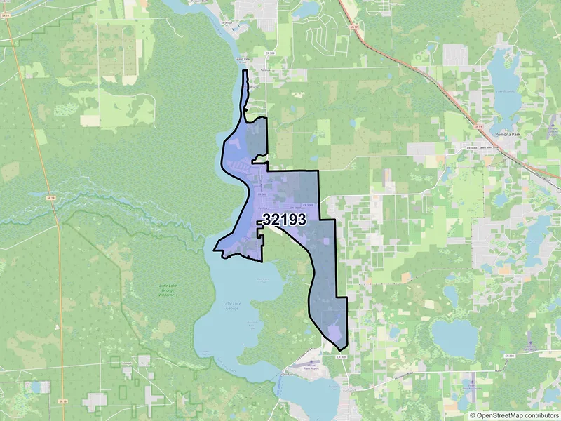 Map of Welaka, Florida and ZIP codes