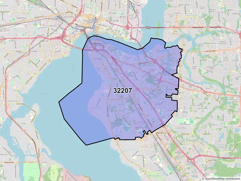 Map of ZIP Code 32207 — Jacksonville, FL
