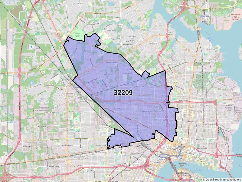 Map of ZIP Code 32209 — Jacksonville, FL