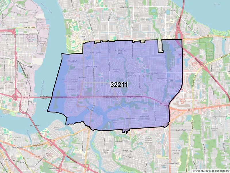Map of ZIP Code 32211 — Jacksonville, FL