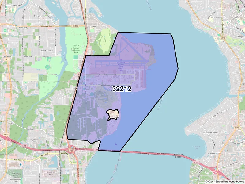 Map of ZIP Code 32212 — Jacksonville, FL