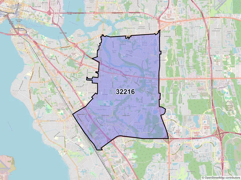Map of ZIP Code 32216 — Jacksonville, FL