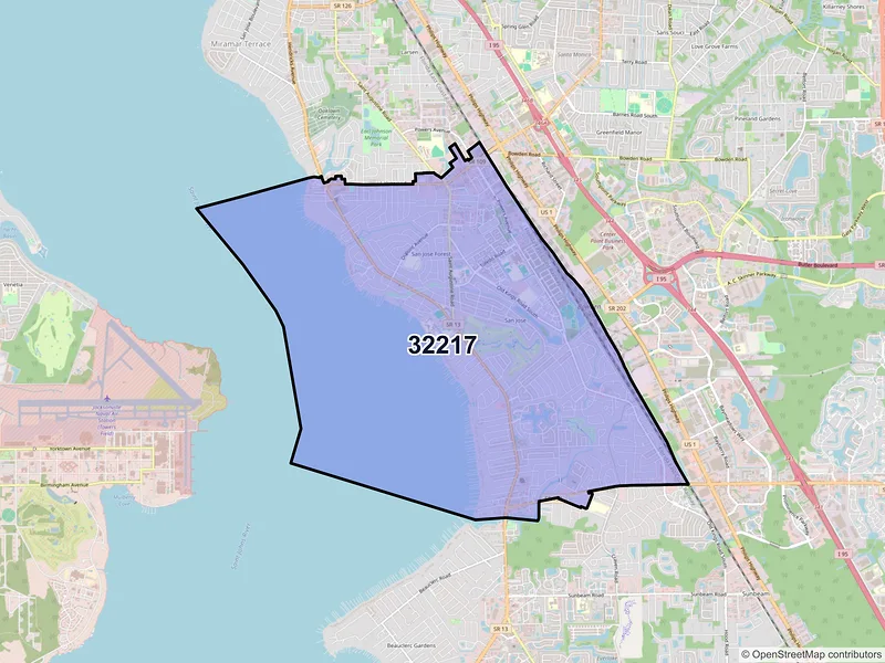 Map of ZIP Code 32217 — Jacksonville, FL