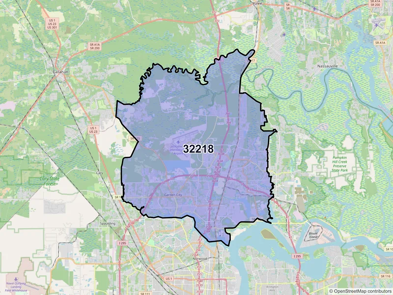 Map of ZIP Code 32218 — Jacksonville, FL